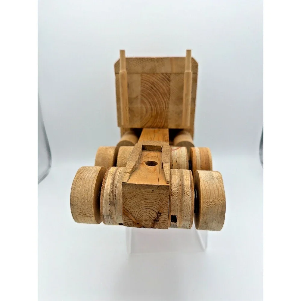 Handmade Wooden Toy Truck Vintage Rustic Folk Art Wood‎ Vehicle Decor